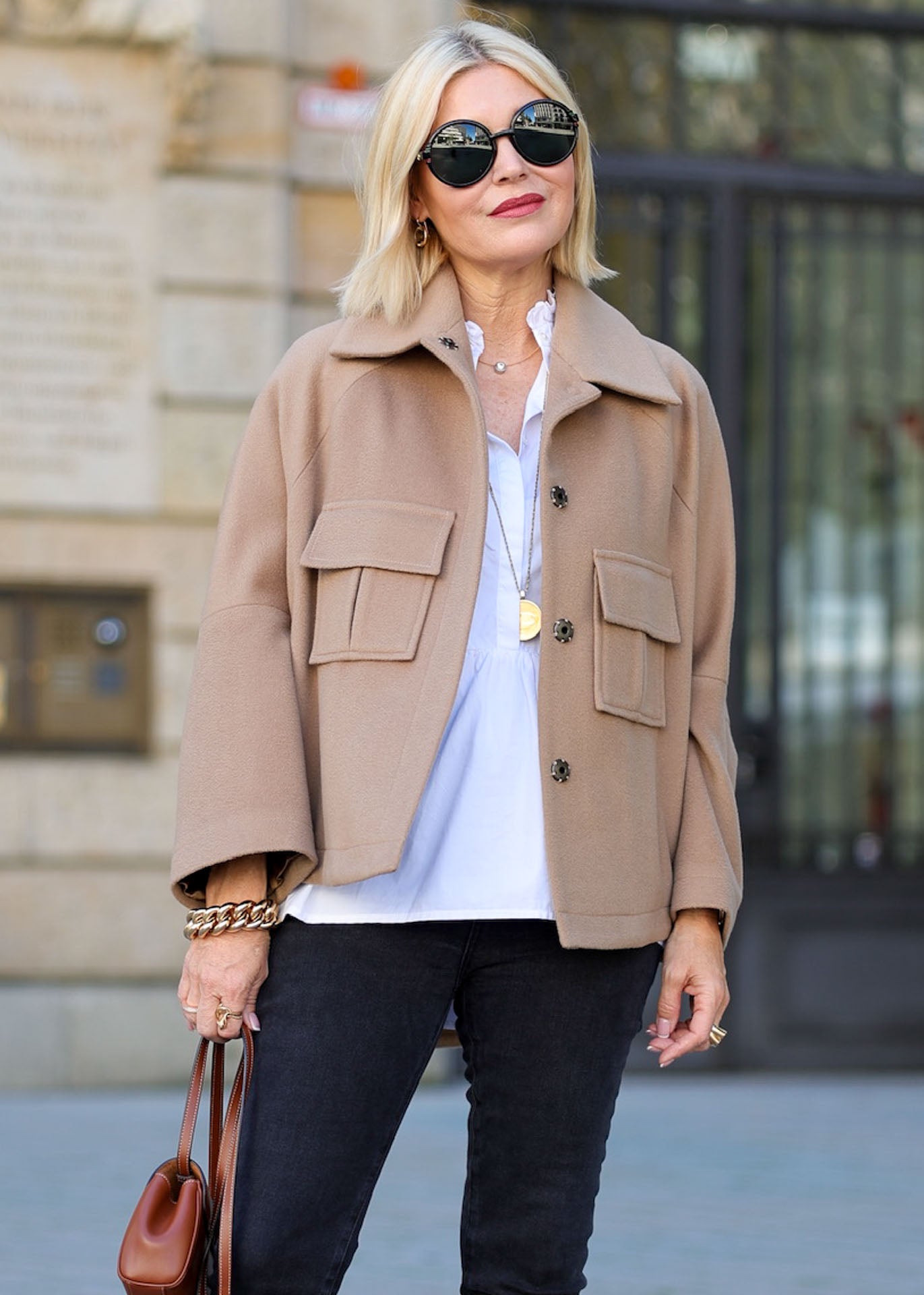 Oversize jacket camel