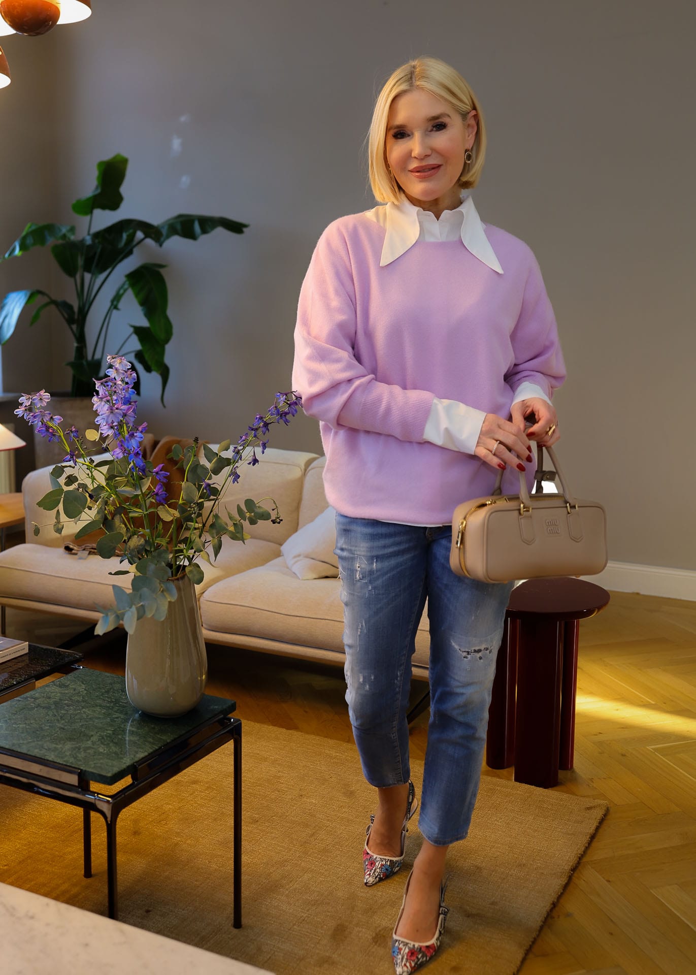 Pull en cachemire lilas