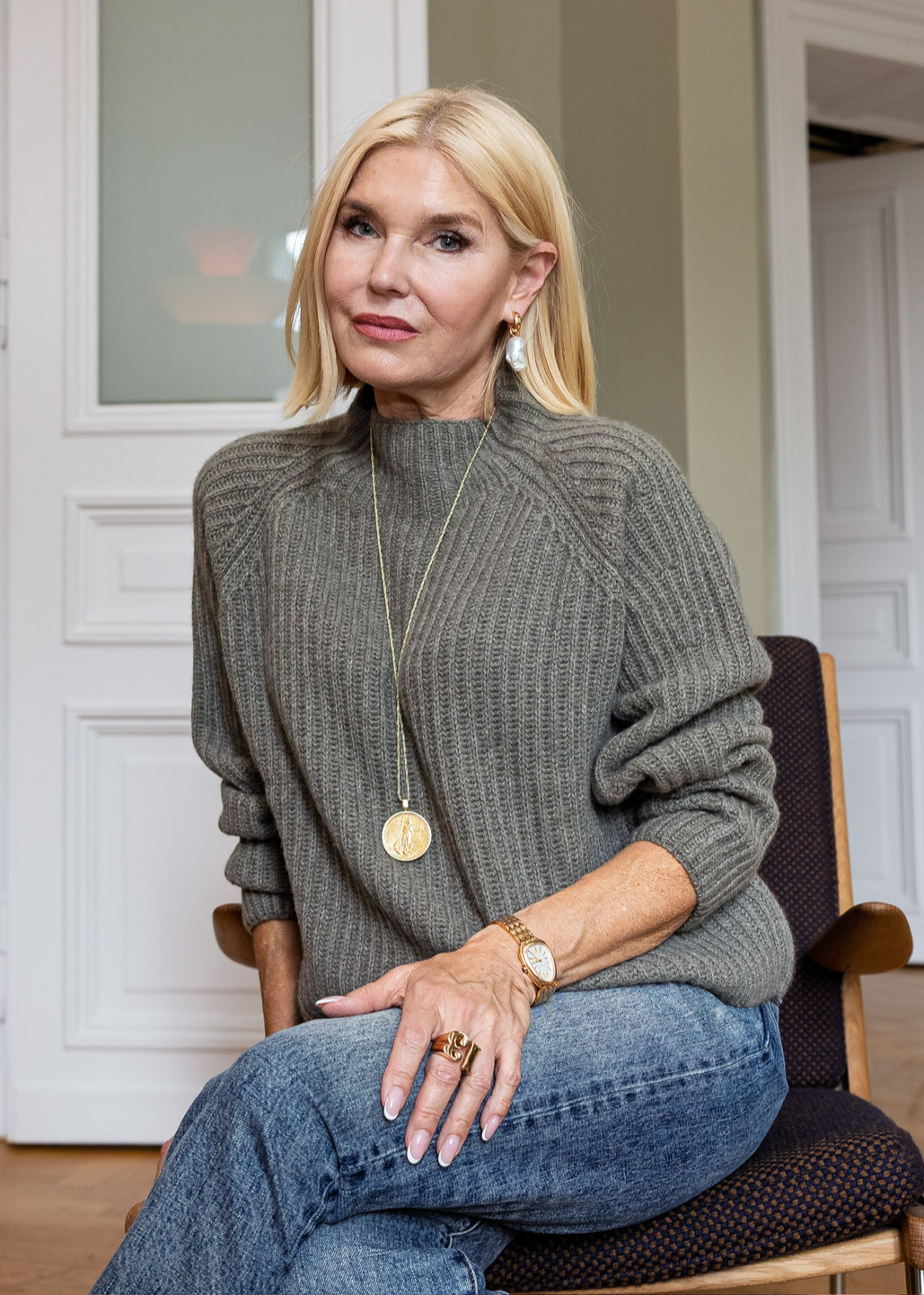 Pullover, Cashmere, Salbei