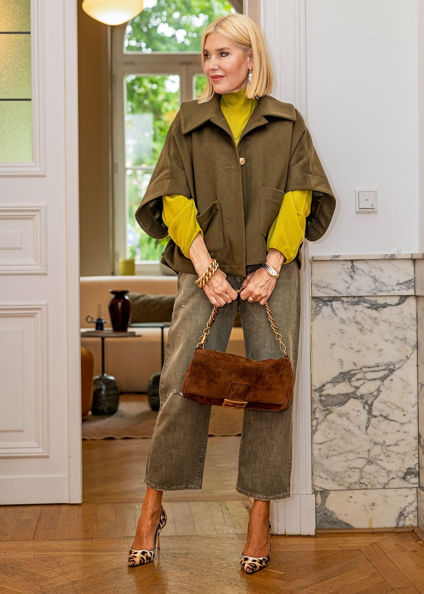 Stehbund-Pullover Cashmere, Wasabi