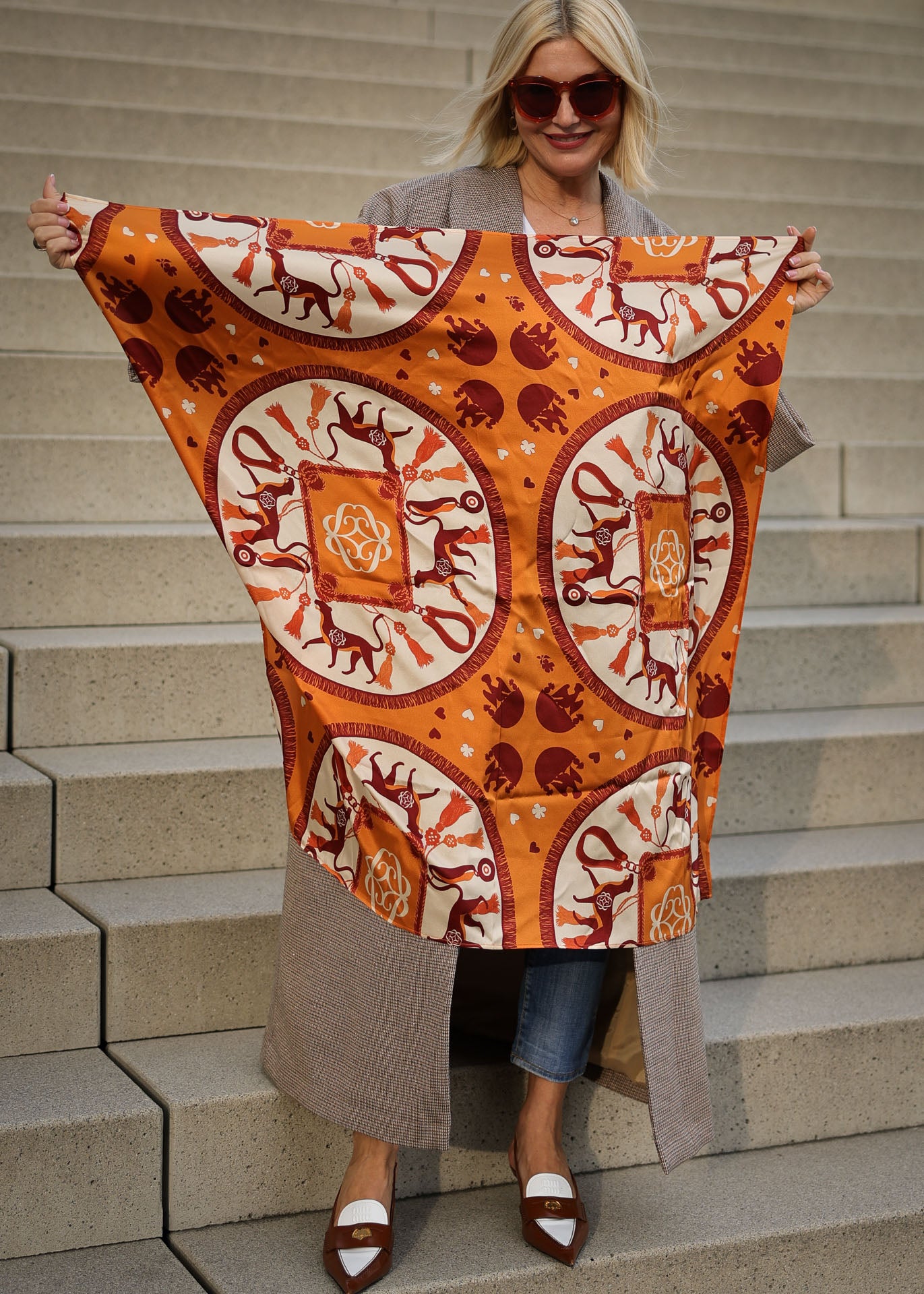 Foulard en soie Signature Orange XL