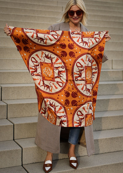 Foulard en soie Signature Orange XL