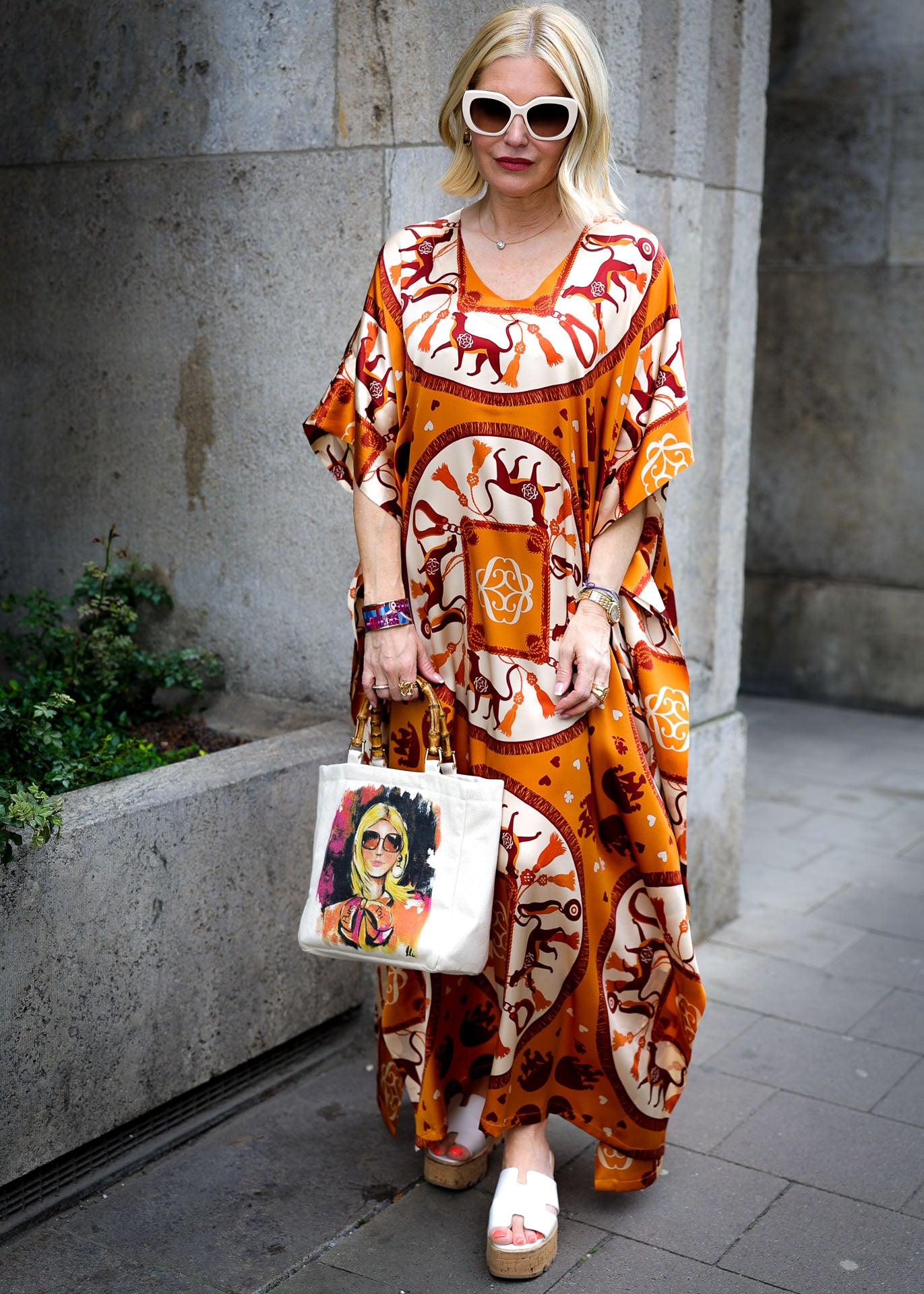 Vestido kaftán estampado naranja