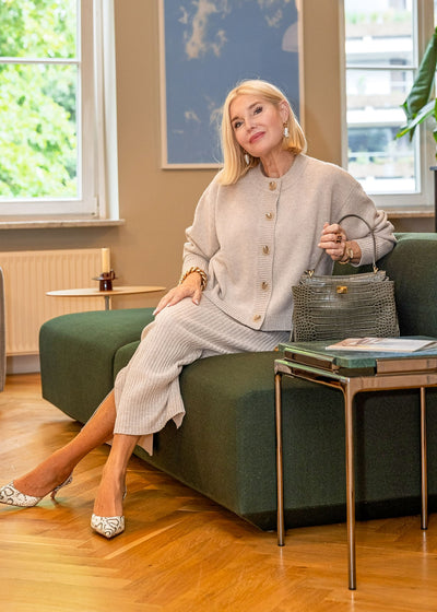 Cardigan, Boxy, Beige