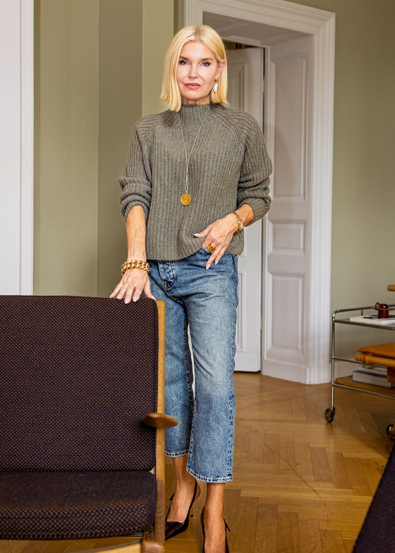 Pullover, Cashmere, Salbei