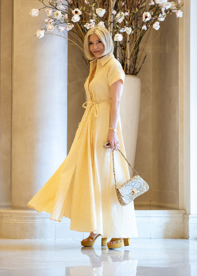 Hemdblusenkleid Seersucker Gelb