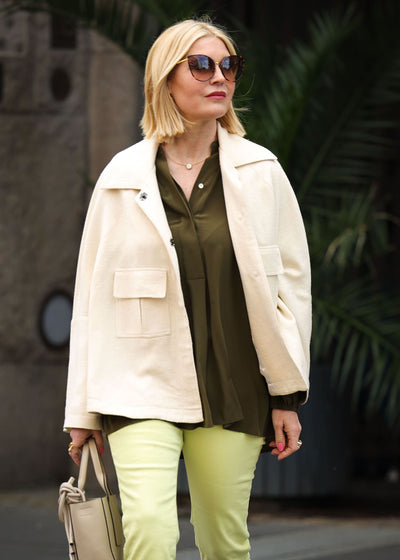 Oversize Jacke Bourrette Seide Offwhite
