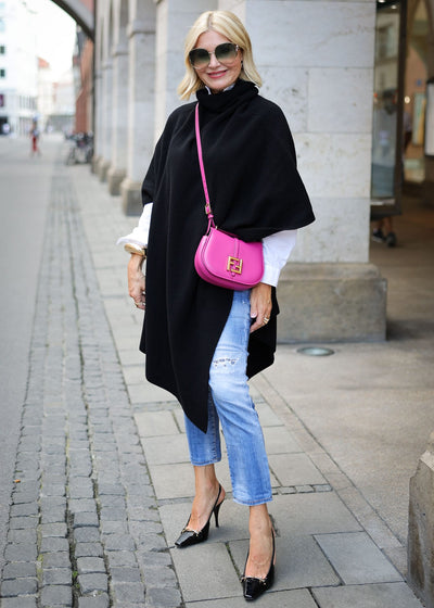 Poncho Long Black