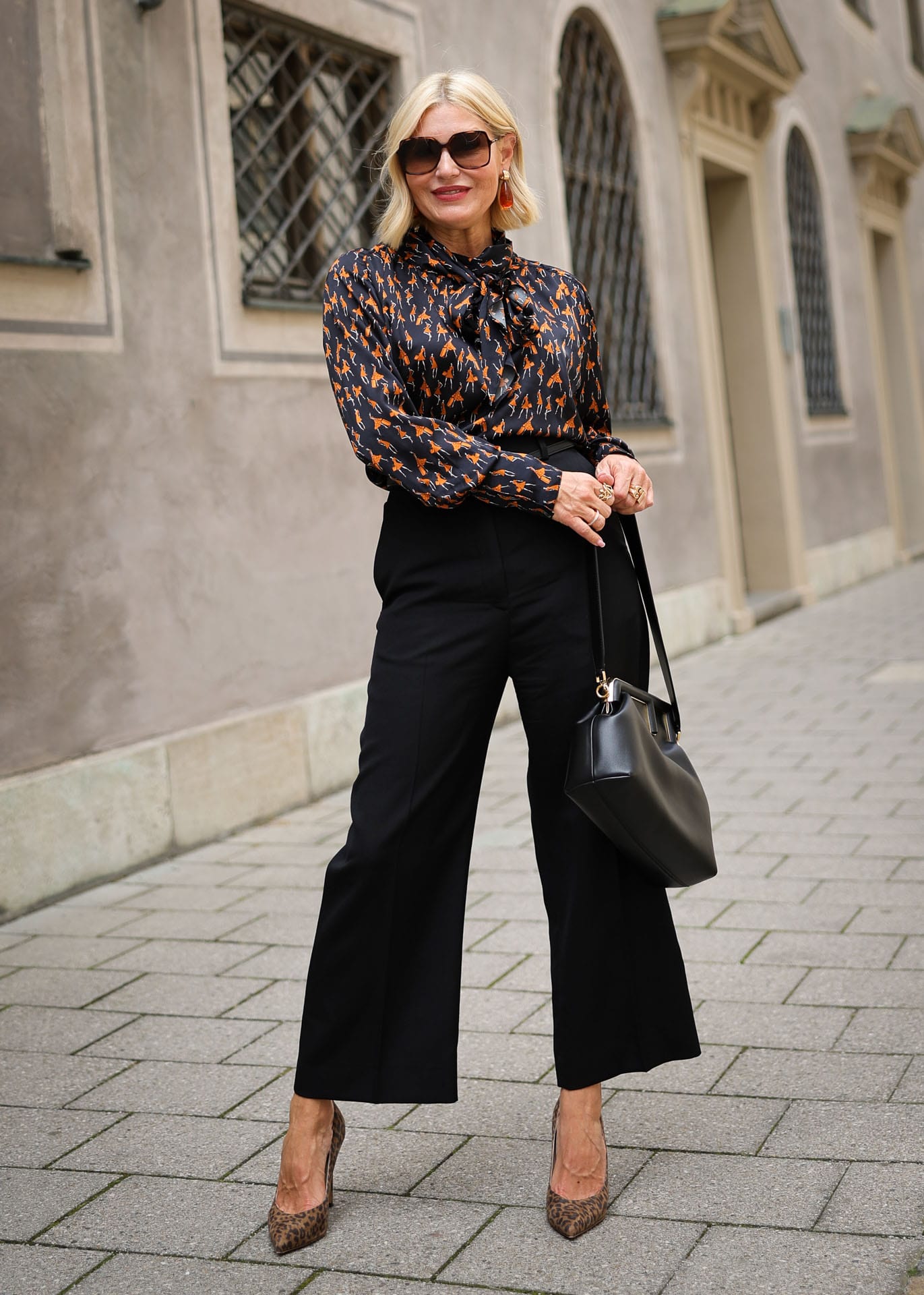 Fashionista black silk blouse with a flap