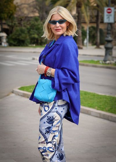 Cropped Jacket Bourrette Silk Royal Blue