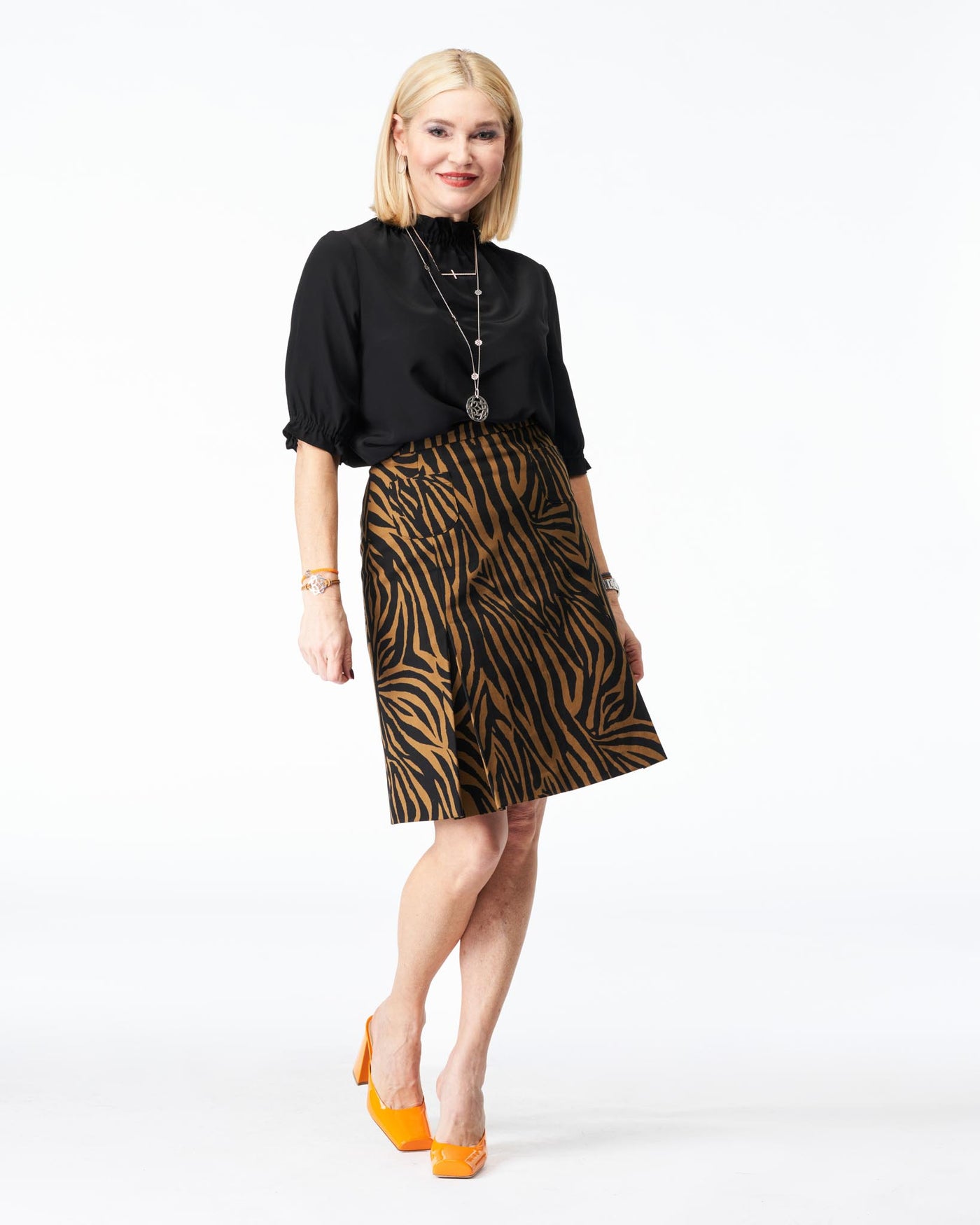 Skirt zebra pattern black&brown