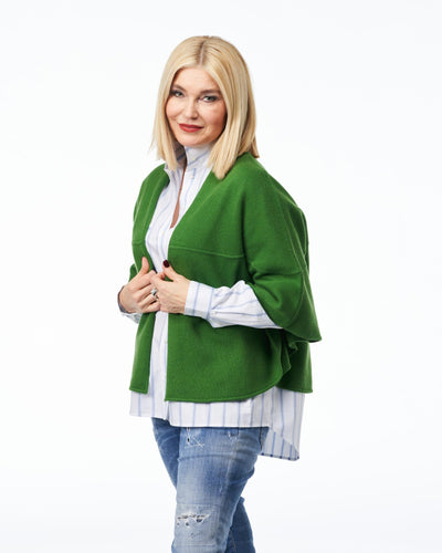 Stehkragenbluse Weiß&Blau Gestreift