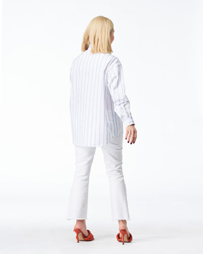 Stehkragenbluse Weiß&Blau Gestreift
