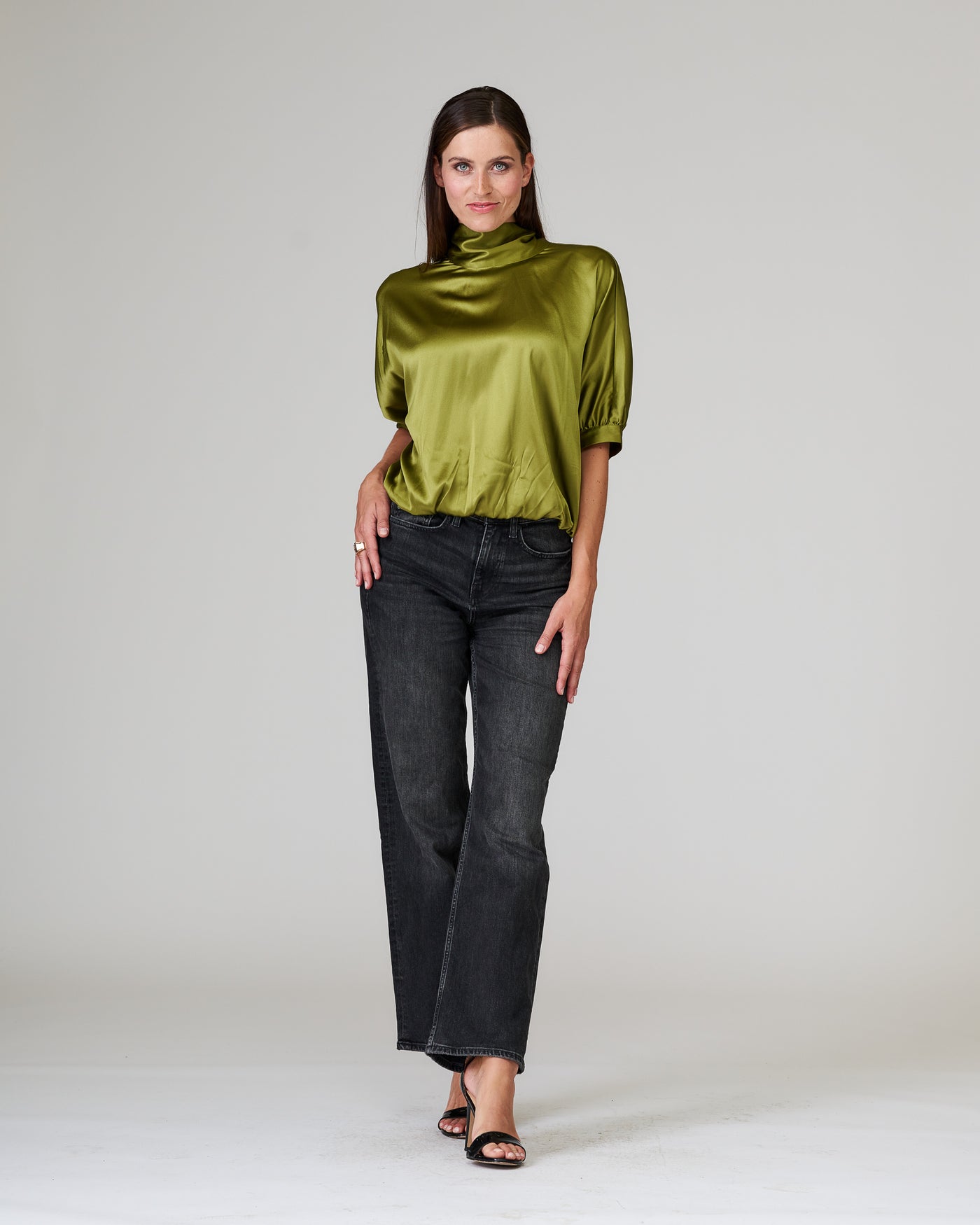Seidenbluse 3/4-Arm Grün