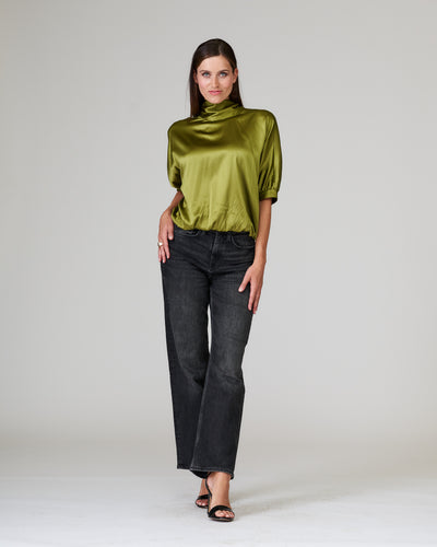 Seidenbluse 3/4-Arm Grün
