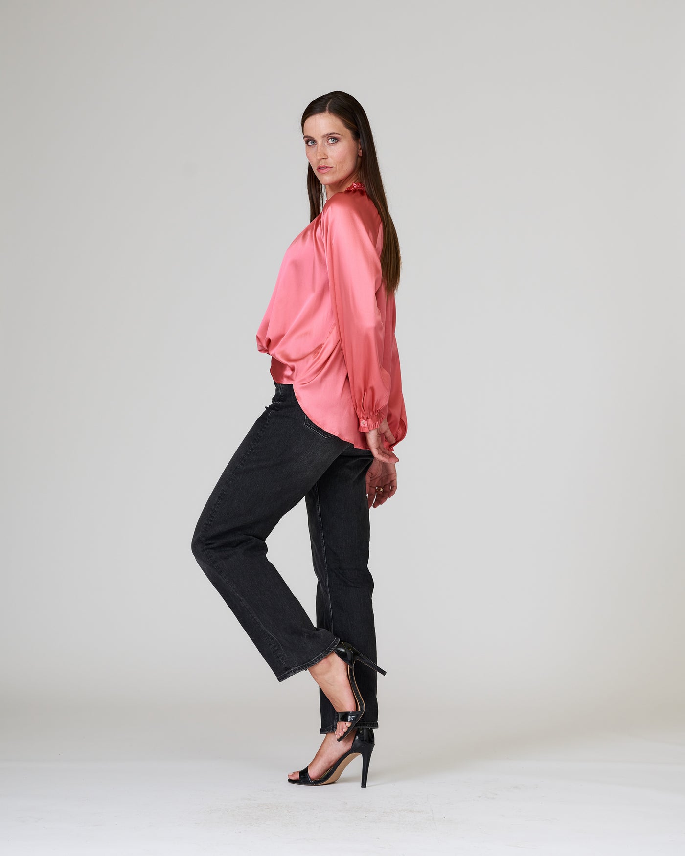 Blouse en soie style tunique hibiscus