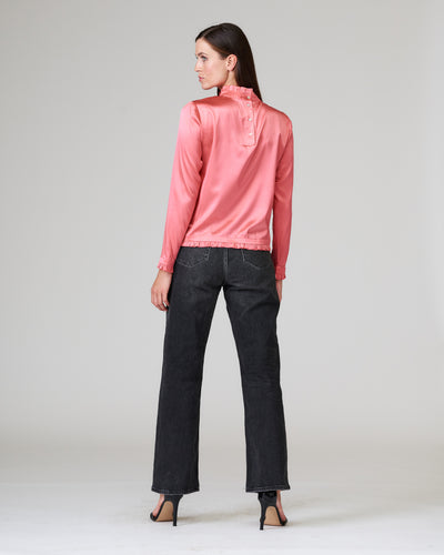 Seidenbluse mit Faltendetails Hibiskus