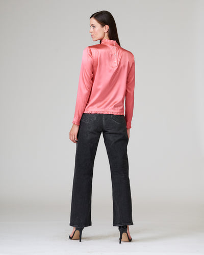 Silk blouse with hibiscus pleated details