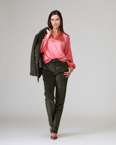 Fine corduroy trousers, dark green