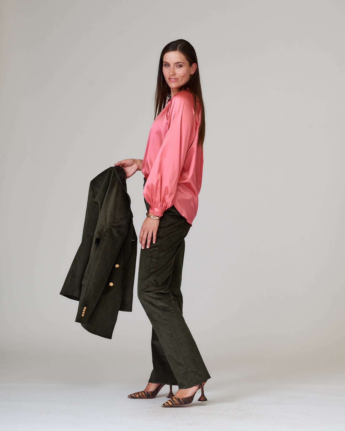 Fine corduroy trousers, dark green