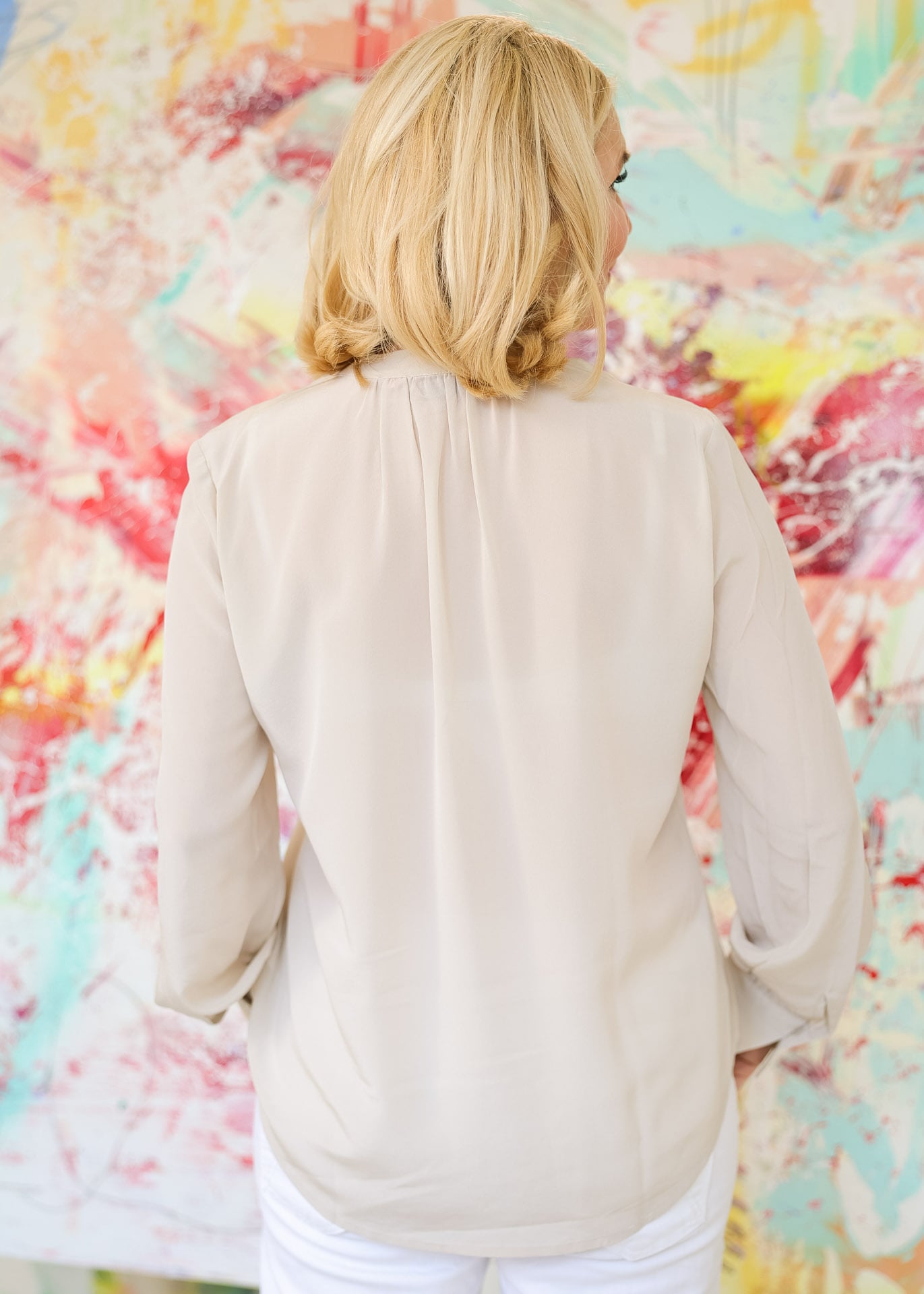 Blouse à enfiler soie blanc cassé