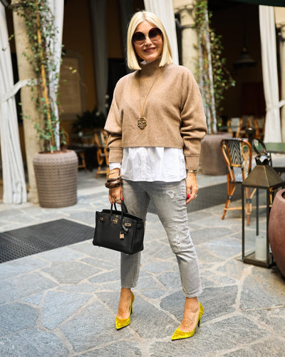 Cropped Turtle Sweater Caramel