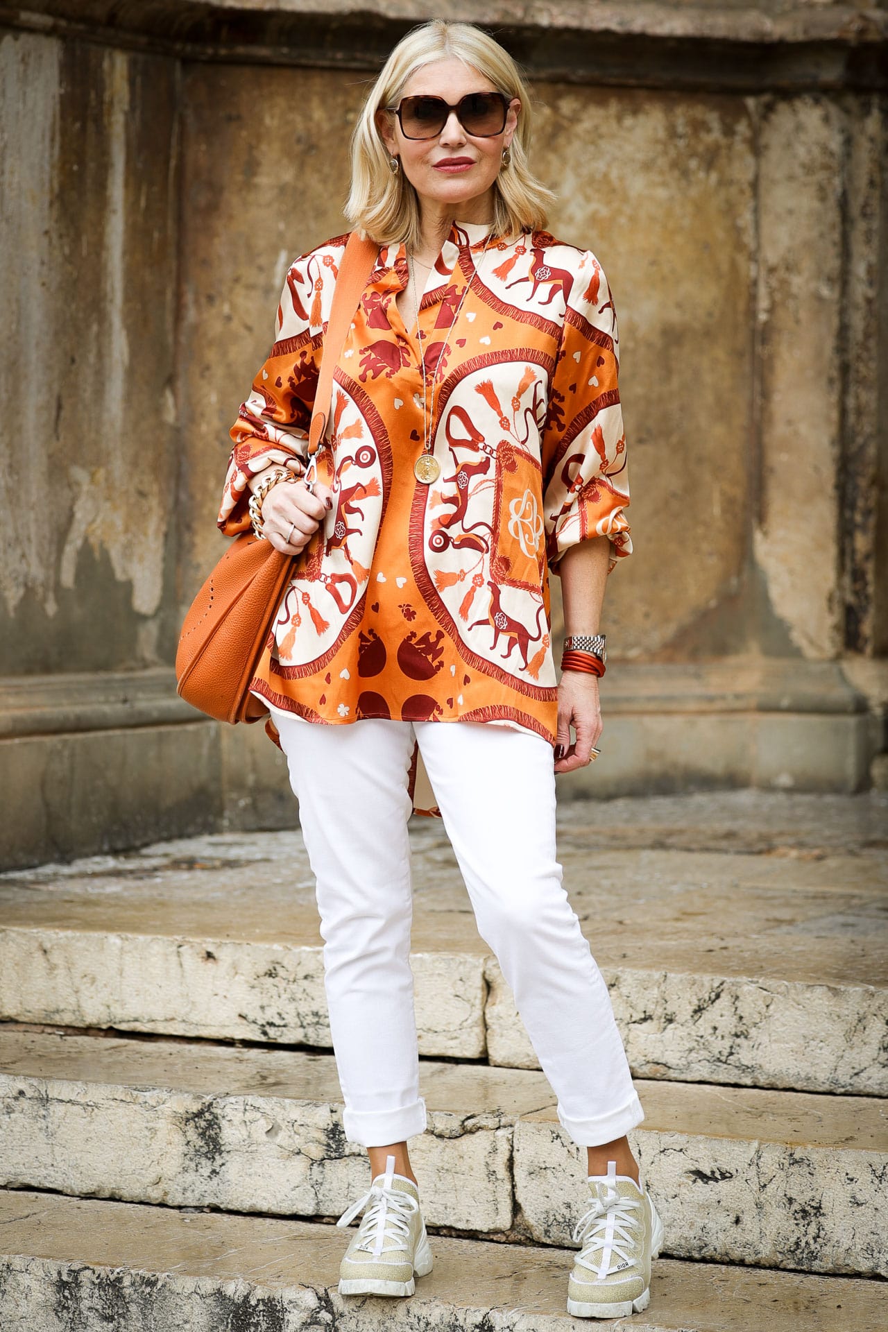 Signature orange silk tunic