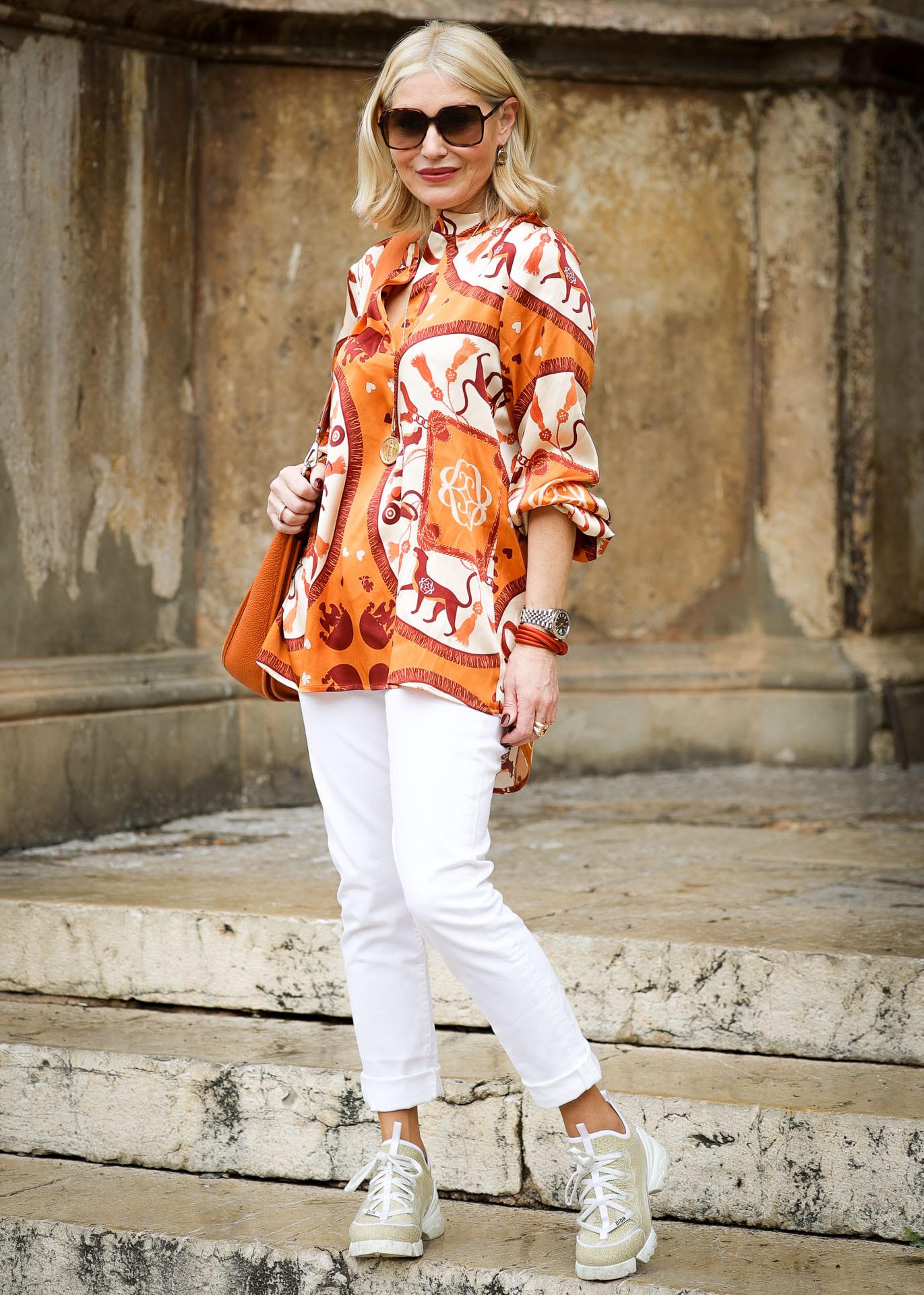 Signature orange silk tunic