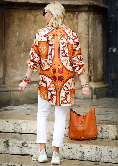 Signature orange silk tunic