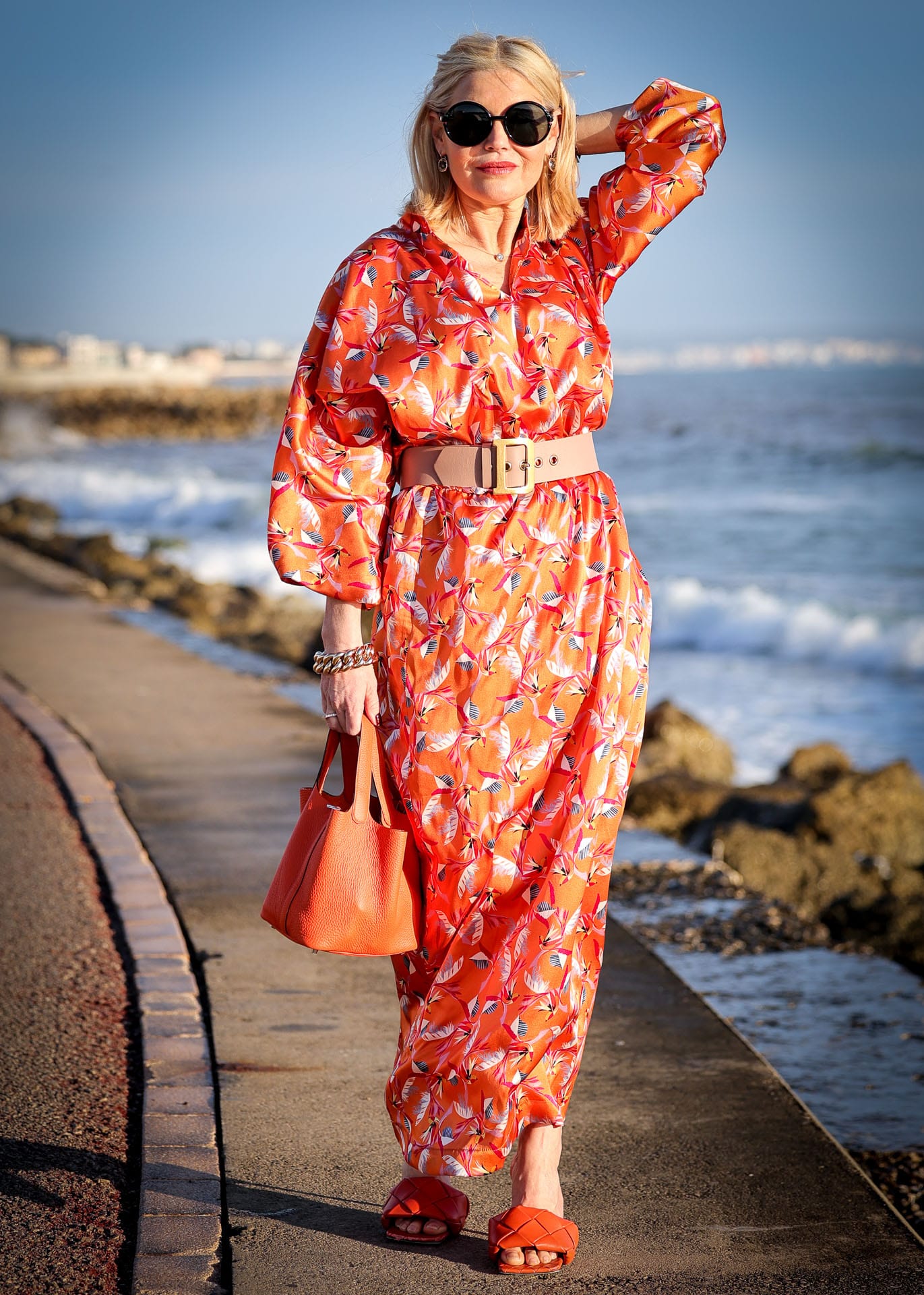 Silk dress long Sunset