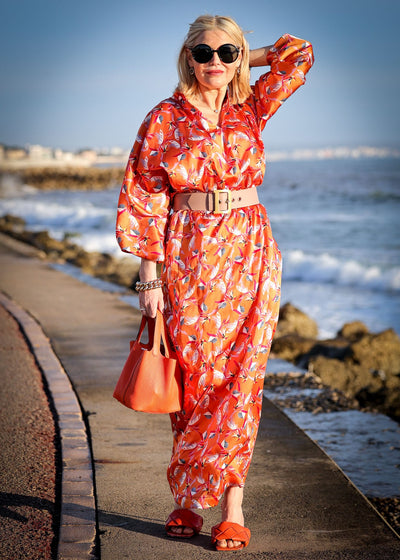 Silk dress long Sunset