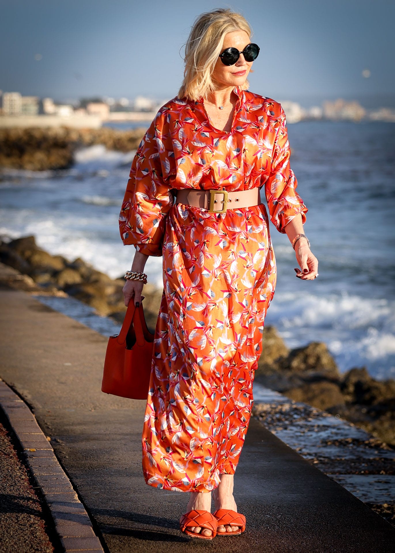 Silk dress long Sunset