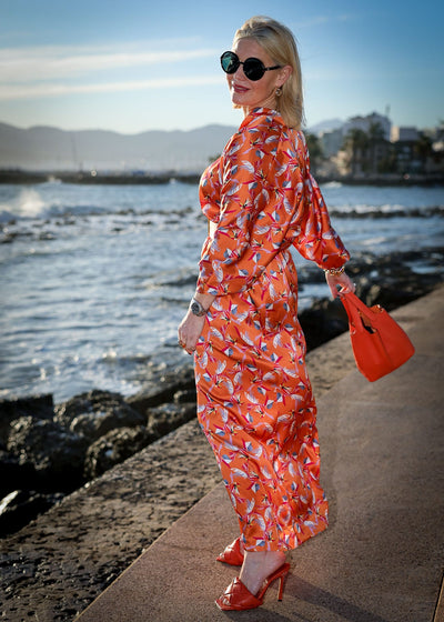 Silk dress long Sunset