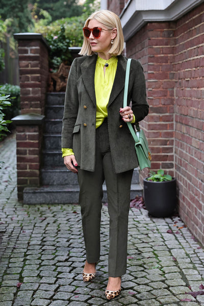 Fine corduroy trousers, dark green