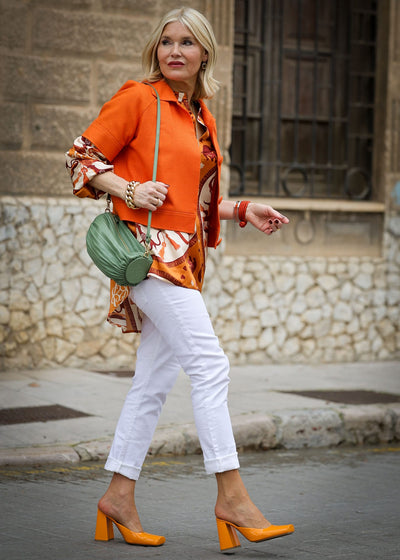 Cropped Jacke Bourrette Seide Orange