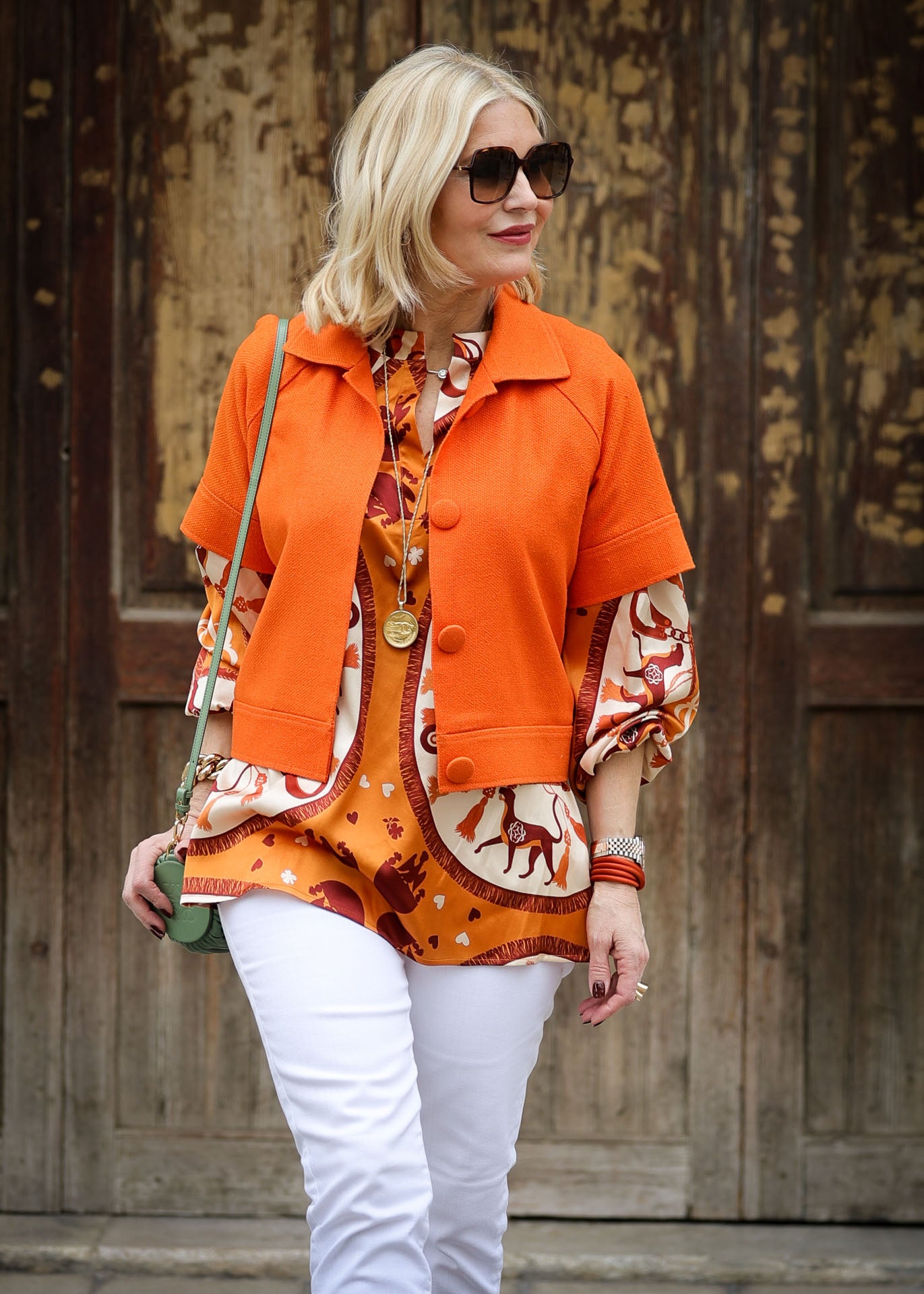 Cropped Jacket Bourrette Silk Orange