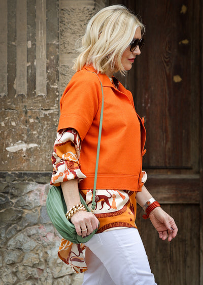 Cropped Jacke Bourrette Seide Orange