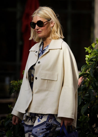 Oversize Jacke Bourrette Seide Offwhite