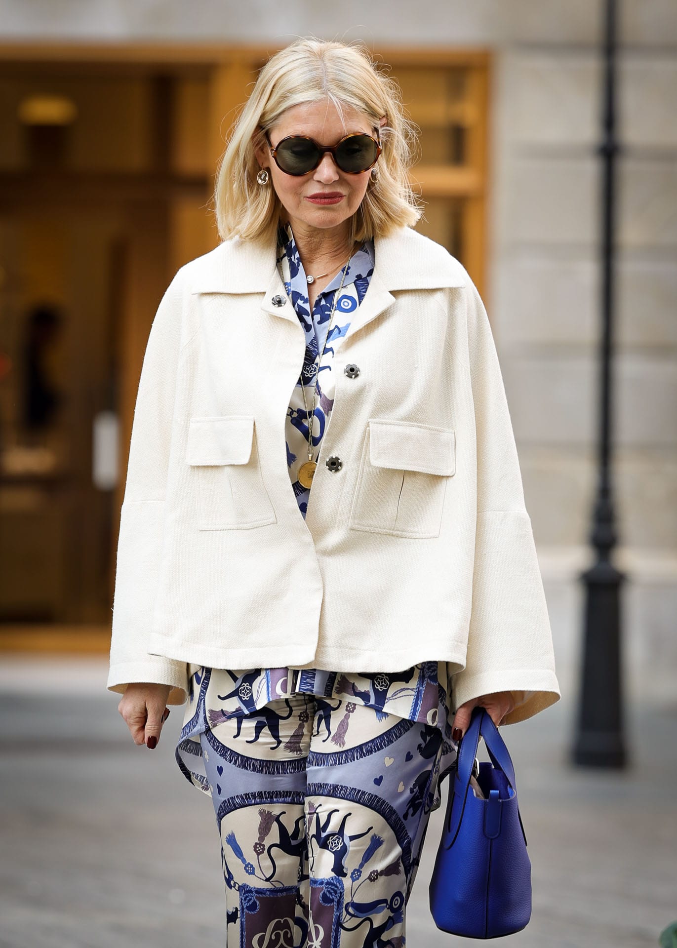 Oversize Jacke Bourrette Seide Offwhite