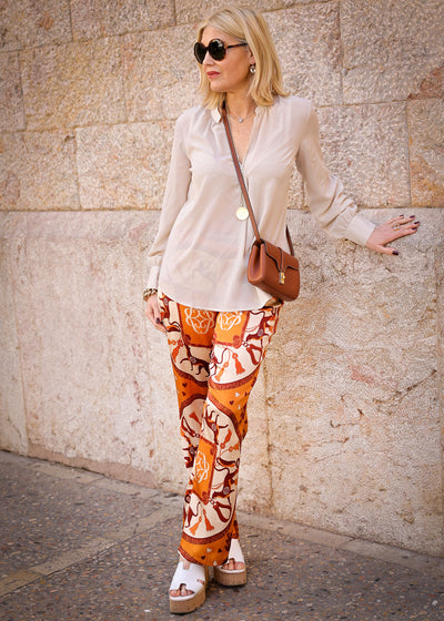 Silk pants Signature Orange