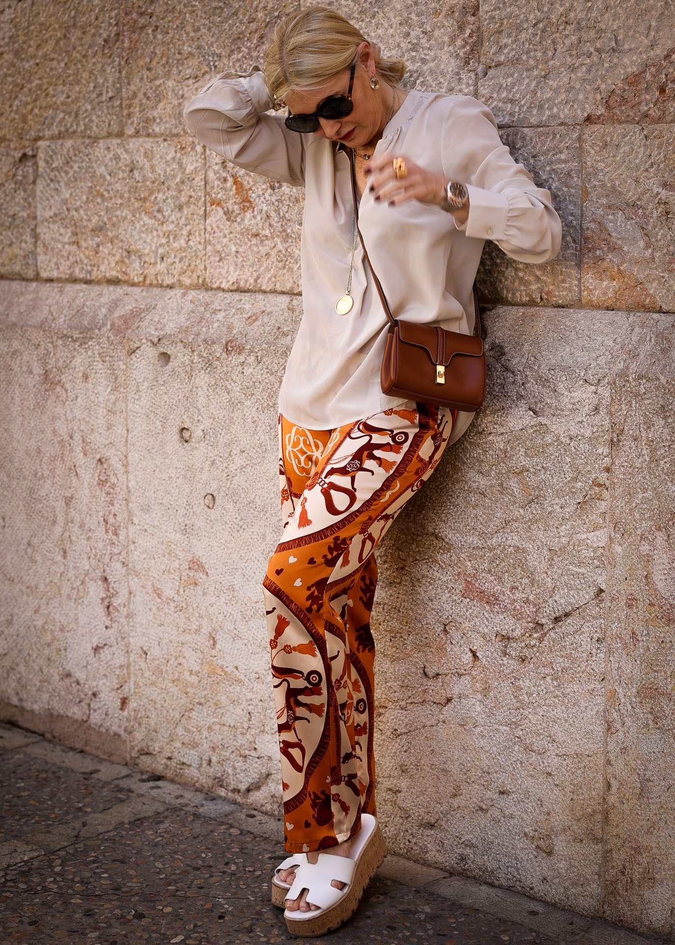 Silk pants Signature Orange