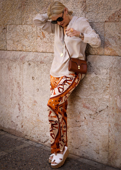 Pantalon en soie Signature Orange