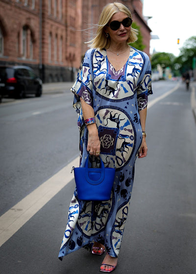 Kaftan vestido estampado azul