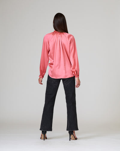 Blusa de seda estilo túnica hibiscus